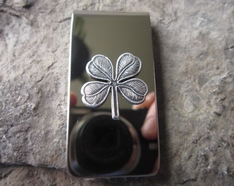 Irish Shamrock Stainless Steel Money Clip - Father's Day Gift - Lucky - Clover - Dad Gift- Father's Day