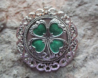 Choose Silver, Gold or Bronze - Irish Shamrock Hand Painted Brooch / Pin - Celtic, Ireland, Gift, Clover, St Patrick's Day, Unique