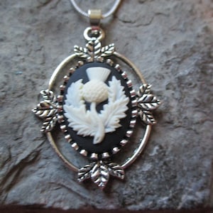 Choose Silver or Gold Plated - Scottish Thistle (Scotland&#39;s Emblem) Cameo Pendant Necklace - Scotland - Celtic - Great Quality