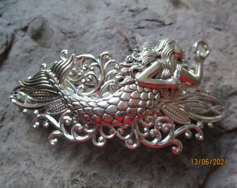 Choose Silver, Gold or Bronze - Mermaid Filigree Barrette - Hair Accessory - Hair - Tropical - Vacation - Siren - Cruise