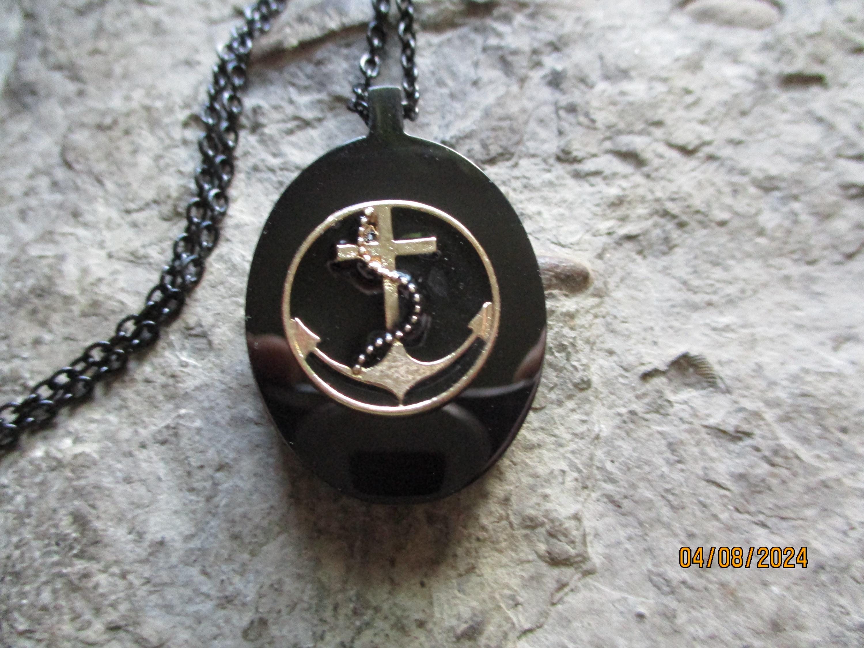 Choose Black or White - Anchor Black Enamel Stainless Steel Urn Necklace - Ashes - Naval, Memorial, Lock of Hair - Memorial - Flowers - Urn