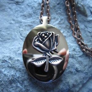 Rose Rose Gold Plated Stainless Steel Urn - Ashes - Lock of Hair  - Memorial - Long Stem Rose - Urn - Floral - Cremation Jewelry