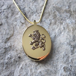 Scottish - British Lion Gold Plated Stainless Steel Urn Necklace - Ashes - Lock of Hair - Scotland - Flowers - Urn - Memorial Jewelry