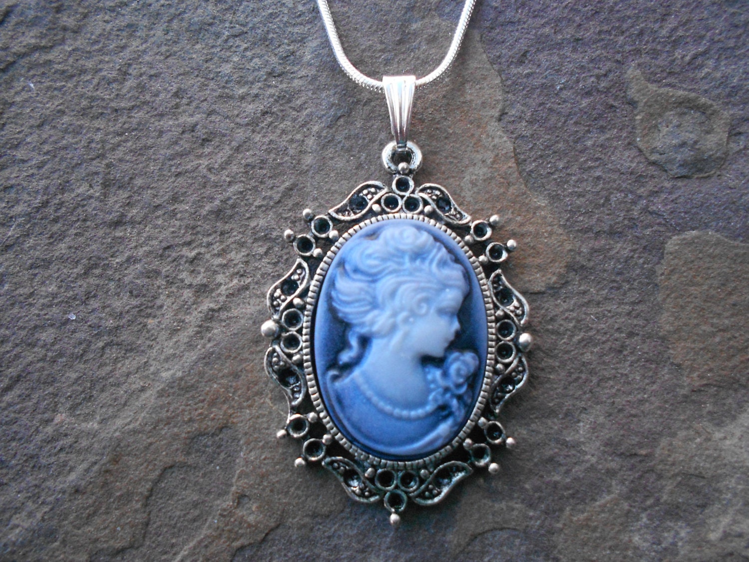 Victorian Inspired Gunmetal Lady Maiden Maid Woman Cameo Custom Pendant Necklace Victorian Inspired Gunmetal Lady Maiden Maid Woman Cameo Custom Pendant Necklace