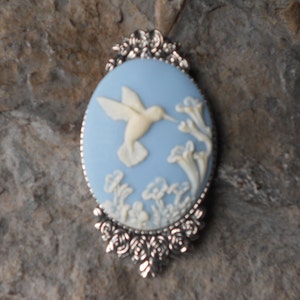 Choose Your Color - Hummingbird and Flowers Cameo Brooch / Pin - Beautiful Rose Detail and Great Quality!!! Unique, Humming Bird