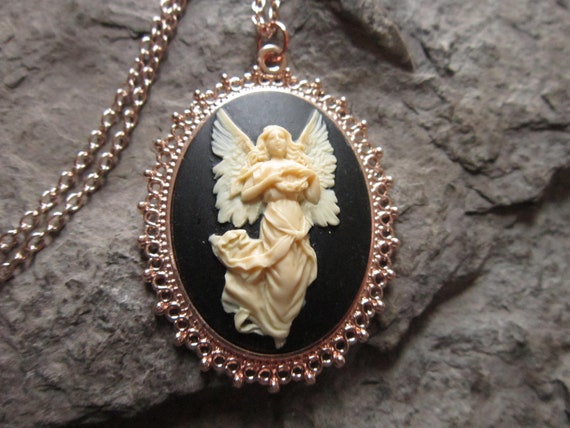 Guardian angel cameo pendant clearance