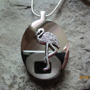 Flamingo Stainless Steel Urn Necklace - Ashes - Lock of Hair - Tropical