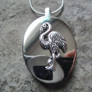 Flamingo Stainless Steel Urn Necklace - Ashes - Lock of Hair - Tropical
