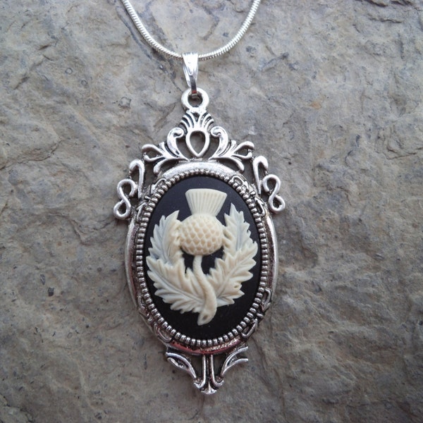 Scottish Thistle Cameo Necklace - Scotland - Celtic - Kilt - Accessory