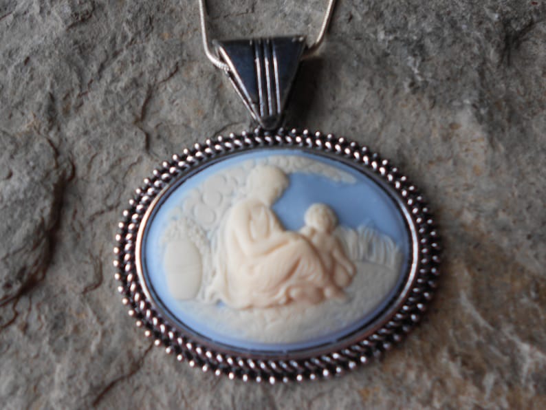 Mother and Child Cameo Pendant Necklace Great Quality Etsy
