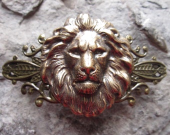 Choose Bronze or Silver - Lion Filigree Barrette - Hair Accessory - Hair Jewelry - Africa - African - Lion's Head