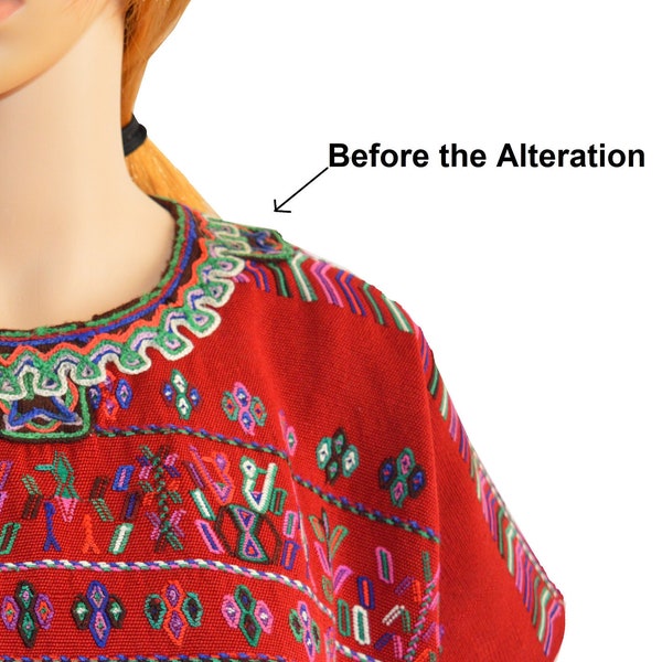 Alterations, Huipil alterations, Mayan blouse alteration, Guatemalan clothing alteration, Vintage clothing alterations