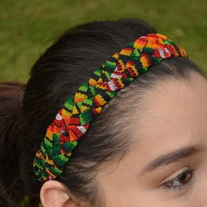 Braided Organic Cotton Headband: Guatemalan Colors, Stretch Fit