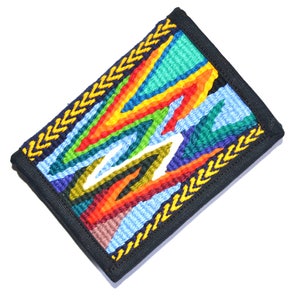 Guatemaltekische Brieftasche, Tri gefaltete Brieftasche, Herren Brieftasche, Zigeuner Brieftasche, Handgewebte Brieftasche, Gestreifte lebendige Farben Brieftasche, Chevron Muster Brieftasche