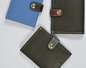 Slim Leather Card Holder Wallet: Guatemalan Fabric wallet