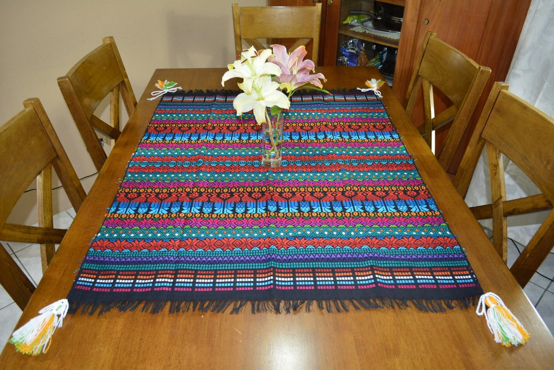 El Quetzal Table Runner, Guatemalan Table Runner, Birds Table Runner, Handwoven Wall Hanging