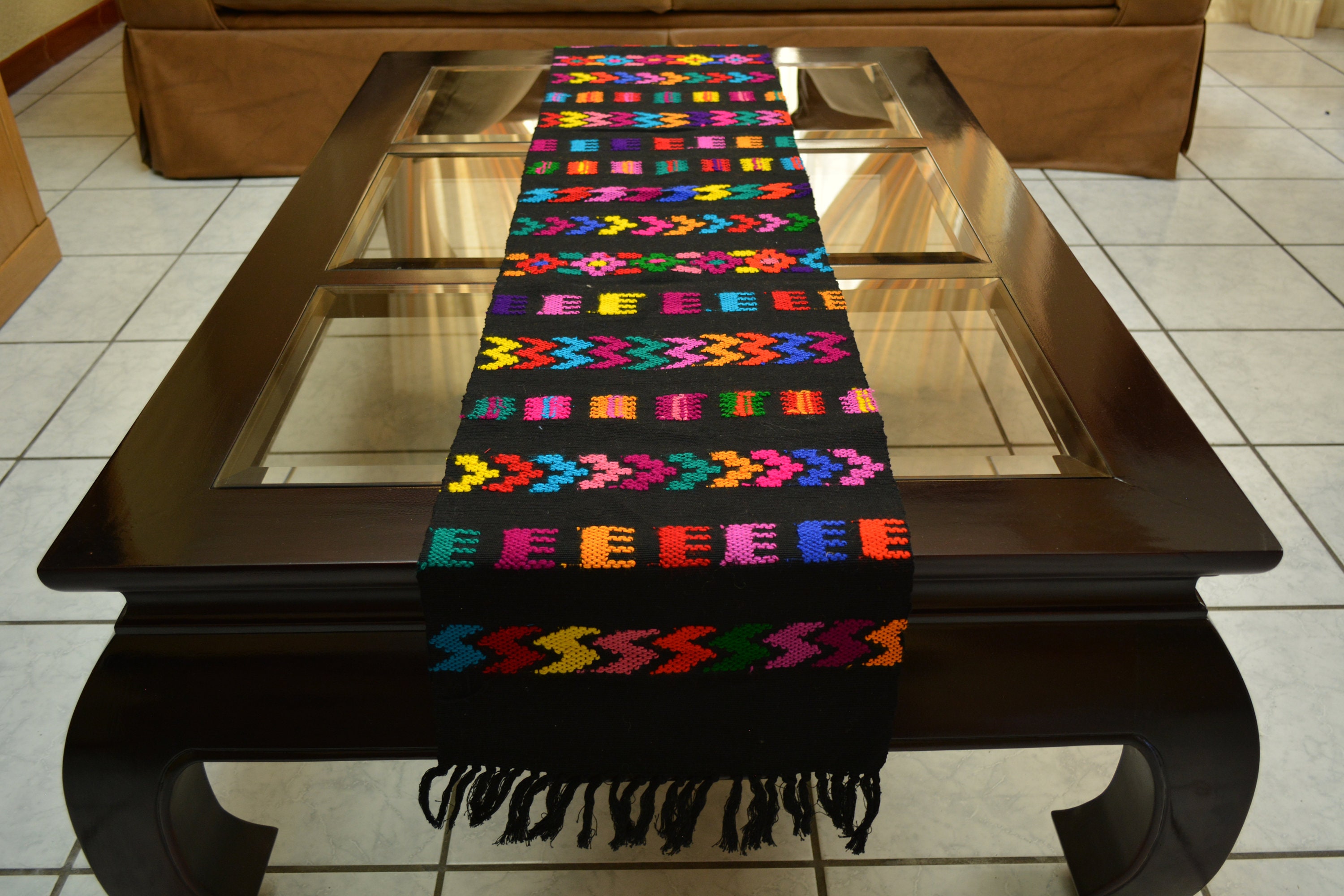 Handwoven Table Runner Guatemalan Geometric Table Runner Etsy