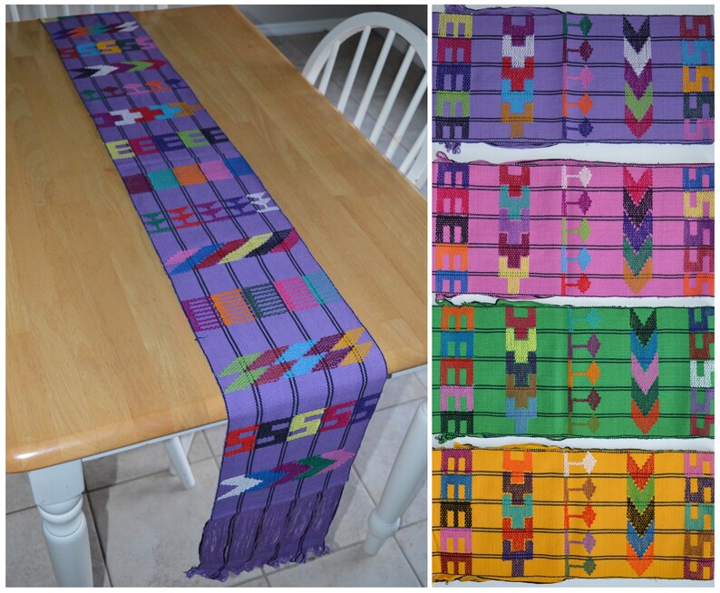 Guatemalan Table Runner, Fringed Table Runner, Cotton Table Runner