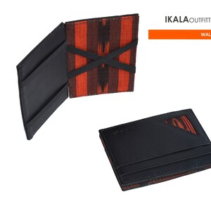 Bi-Fold Mens Slim Wallet, Männer Slim Wallet, Pocket Wallet, echtes Leder Brieftasche, Ikat Stoff Brieftasche, guatemaltekische Brieftasche, Geschenk für Männer