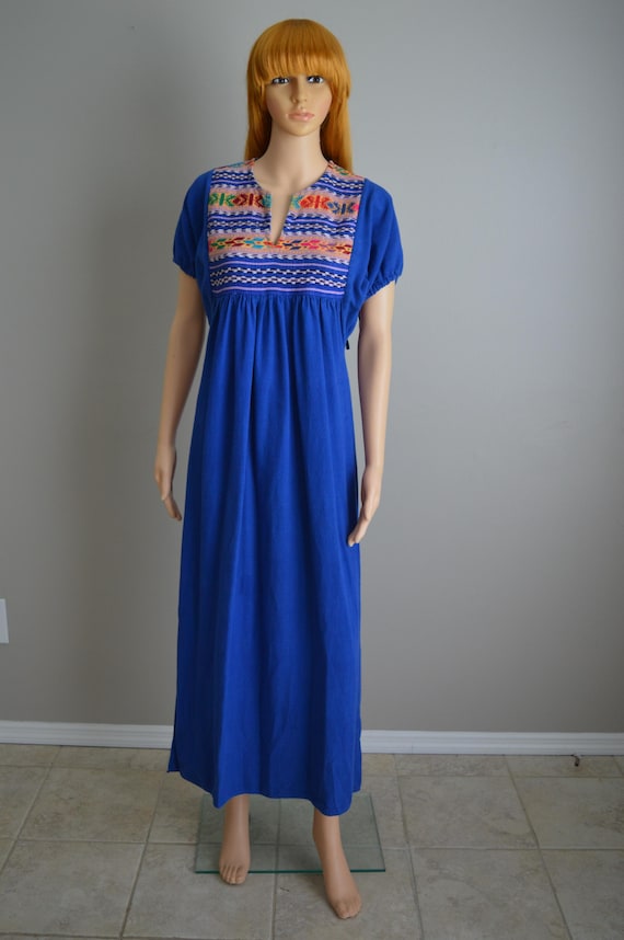 Vintage 70s Embroidered Maxi Dress: Guatemalan Huipil Boho Caftan - Etsy