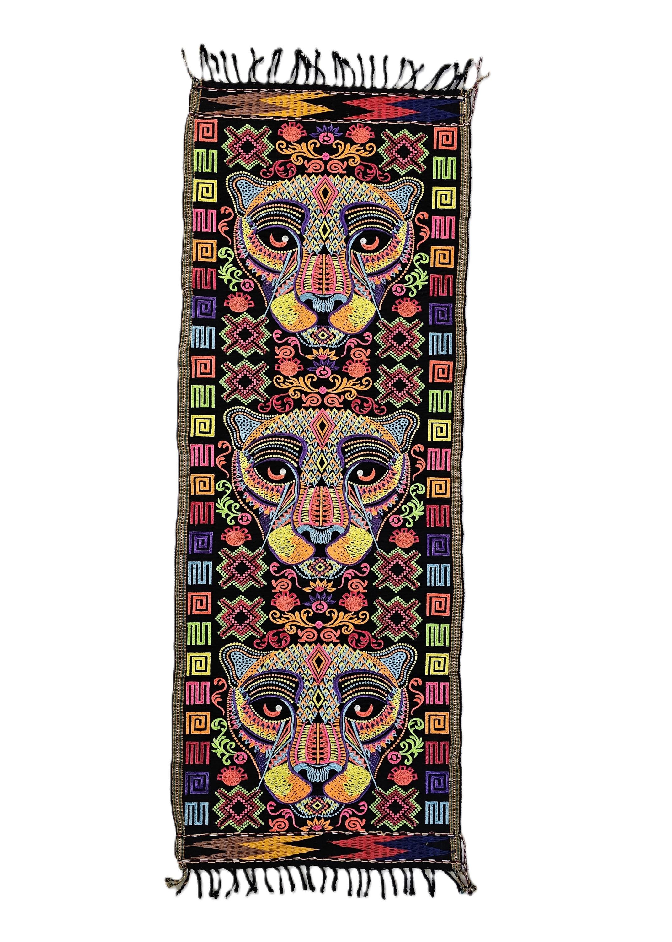 Embroidered Jaguar Table Runner: Guatemalan Ethnic Textile - Etsy