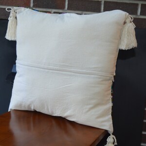 Embroidered Floral Rooster Pillow Cover: Guatemalan Cotton Tassel Cushion image 8