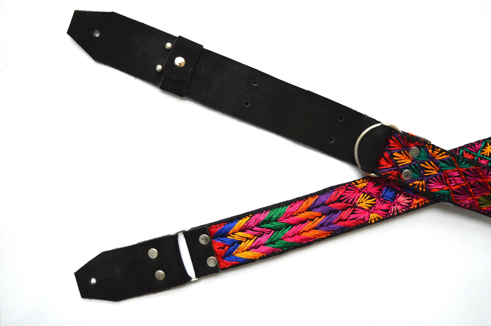 Guitar strap leather guitar strap Embroidered guitar strap Etsy