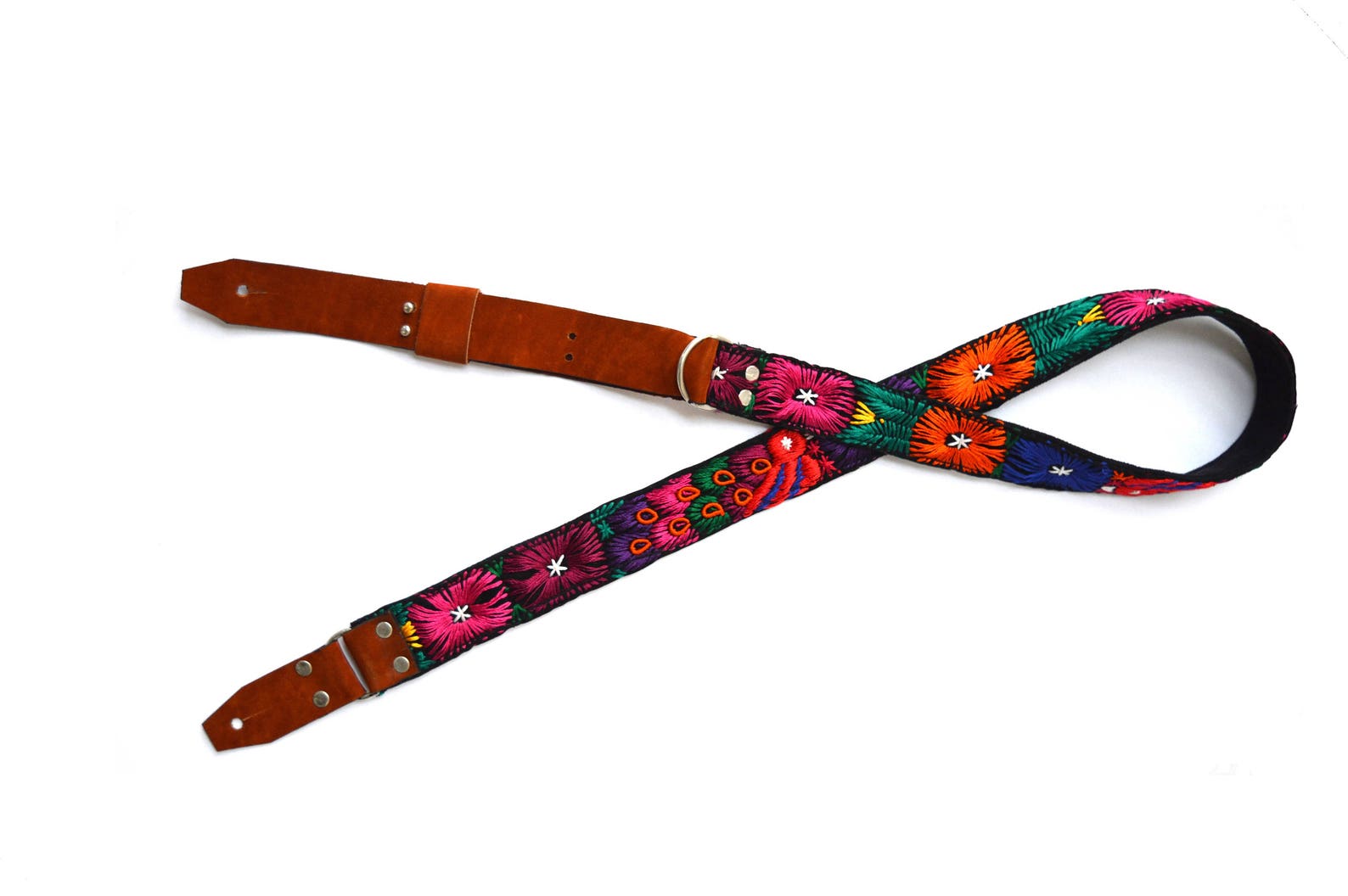 Guitar strap leather guitar strap Embroidered guitar strap Etsy
