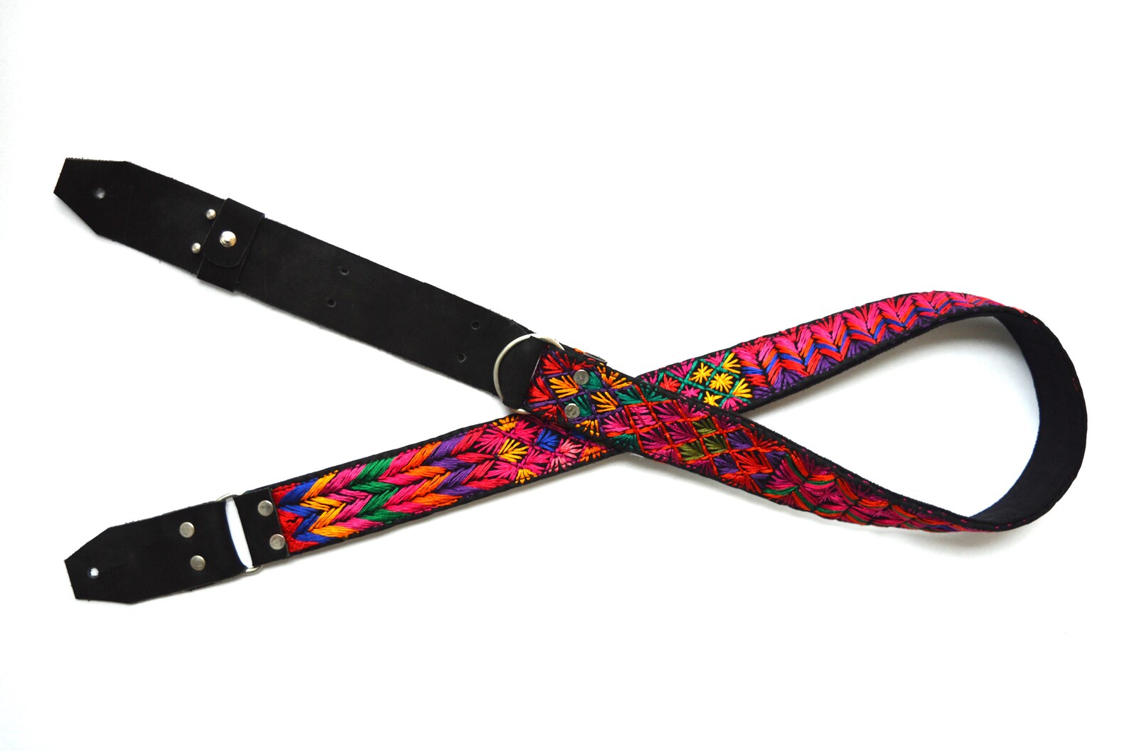 Guitar strap leather guitar strap Embroidered guitar strap Etsy