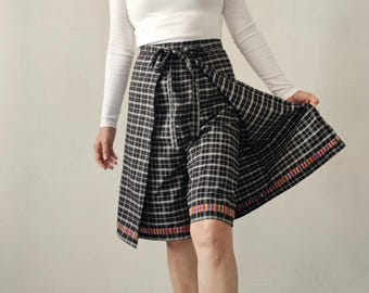 Guatemalan Midi-skirt:  Embroidered skirt pants, Denim clothes, Skorts from San Juan Sacatepéquez