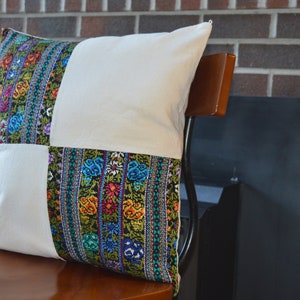 Embroidered Floral Rooster Pillow Cover: Guatemalan Cotton Tassel Cushion image 6
