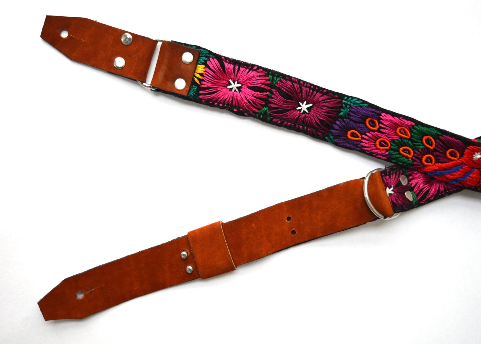 Guitar strap leather guitar strap Embroidered guitar strap Etsy