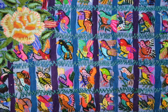 Boho huipil poncho Guatemalan embroidered  birds … - image 5