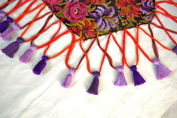 Tassel shawl Fringe shawl Embroidered cape Colorf… - image 9