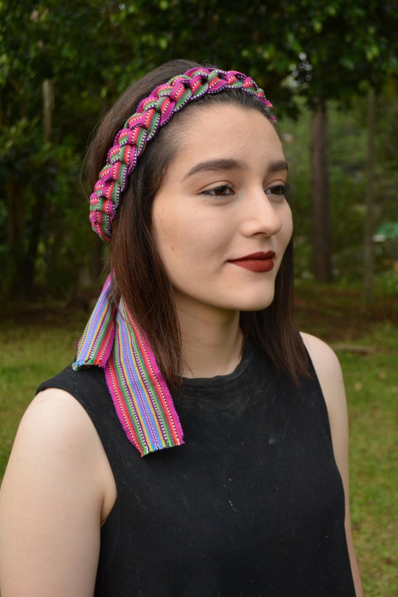 Braided Strap Headband, Guatemalan Cotton Headband, Colorful