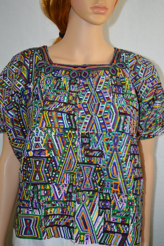 Embroidered blouse Nebaj Quiche huipil Abstract h