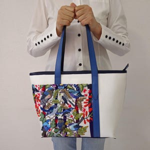 Bolso de mano de cuero para mujer, bolso de mano con pájaros bordados, bolso de mano de cuero con cremallera, conjunto de cartera y billetera de cuero guatemalteco