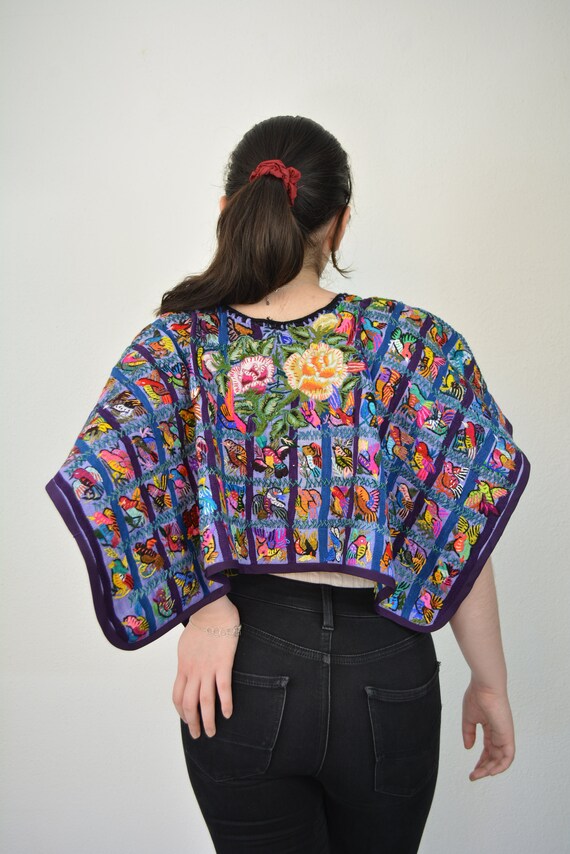 Boho huipil poncho Guatemalan embroidered  birds … - image 3