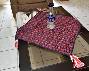 Embroidered Cats Table Runner: Guatemalan Floral Geometric Decor