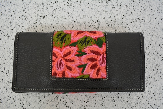 Women s Wallet Tri Folded Wallet Embroidered Floral Pocketbook