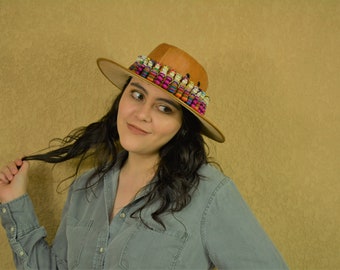 Leather Cowboy Hat: Guatemalan Worry-Doll Belt, Rancher Style