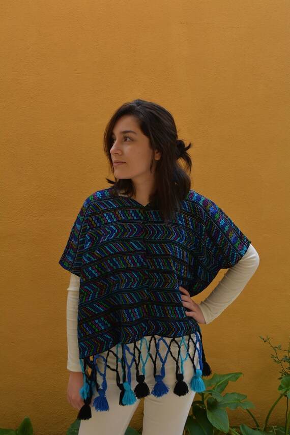 Tassels blouse Guatemalan poncho Guatemalan huipi… - image 2