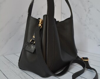 Genuine Leather Crossbody Bag: Guatemalan Boho Top Handle Purse