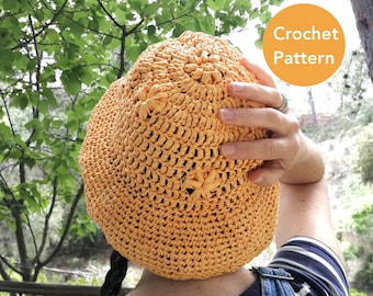 Bucket Hat Crochet Pattern, Raffia Crochet Pattern, Sun Hat Pattern for Woman, Beach Crochet Pattern for Summer, Kids Crochet Hat Pattern