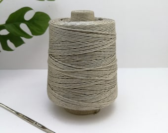 Linen Yarn Cone, Sport Weight Yarn, Grey Yarn, Undyed Linen Yarn for Knitting, Eco Friendly Yarn, Plant Yarn Unique, Fancy Yarn Cone