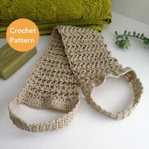 May include: A crocheted exfoliating body scrub made of natural fibres. The scrub has a loop handle for easy use in the shower or bath. Crochet Pattern.