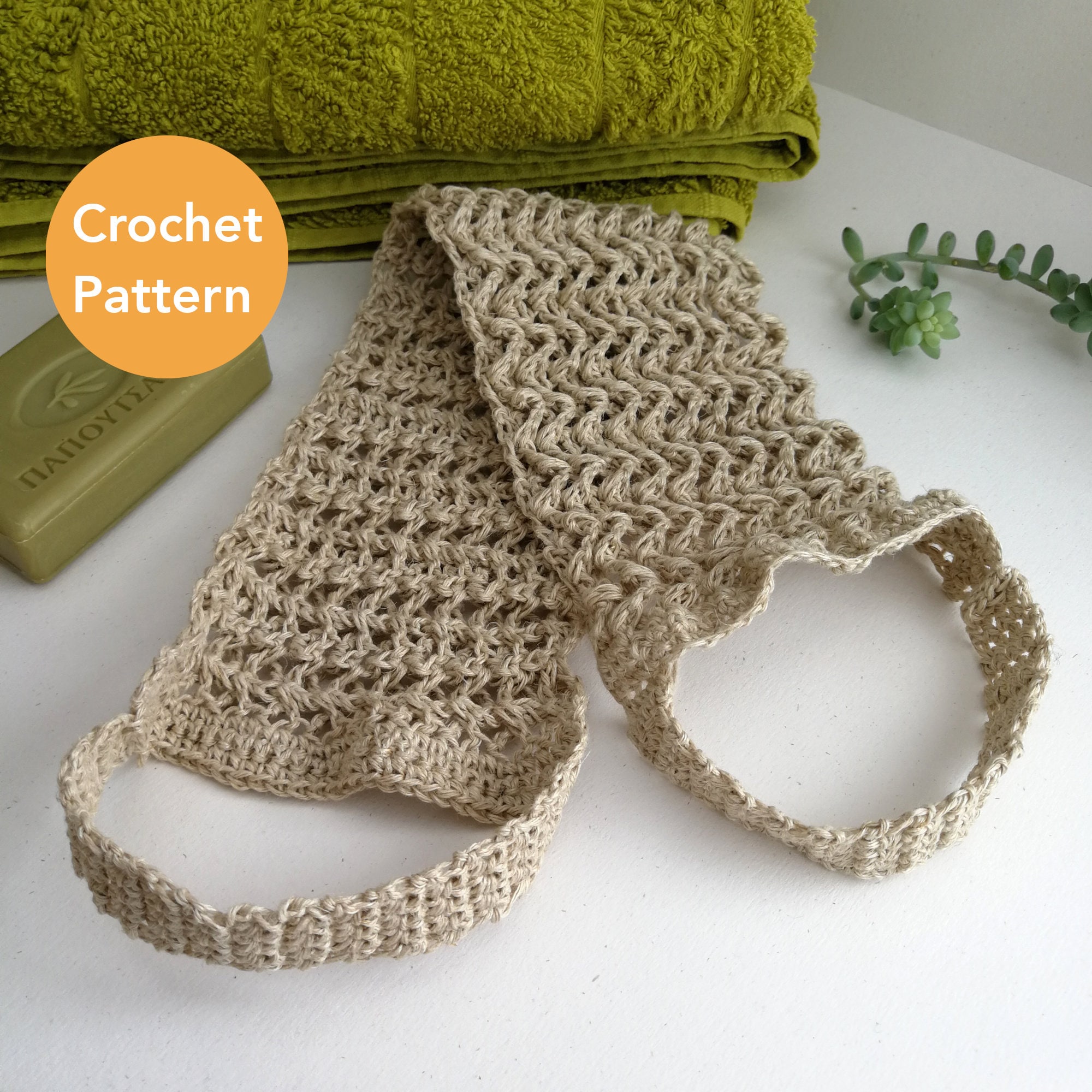 30 Crochet Hemp Projects: Organic, Stylish, and Beautiful Ideas for the Home, Wardrobe... 2 Chevron Hemp Back Scrubber Washcloth Pattern
