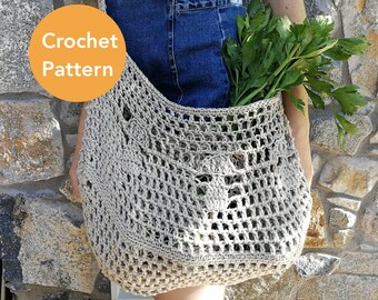 Mushroom Market Bag Crochet Pattern, Bohemian Crossbody Bag (PDF Pattern)
