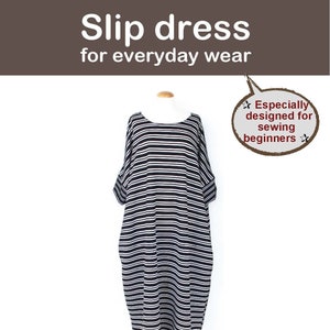 Eng_Slip dress long shirt tunic top woman one size sewing pattern in English image 1