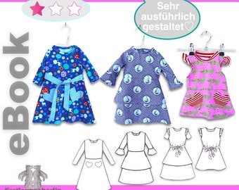 Lena Kinderkleid Babykleid Jersey Webware Kleid Kinder Mädchen Baby Sommerkleid Schnittmuster nähen firstloungeberlin PDF eBook in DEUTSCH